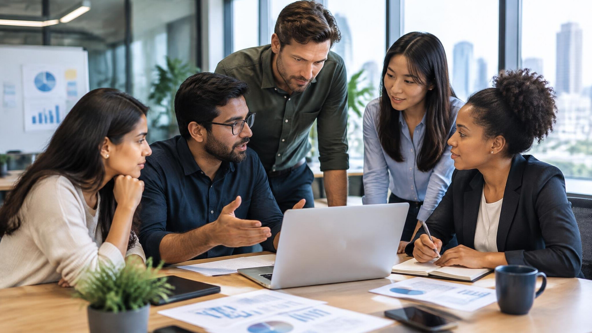 team collaborating in office