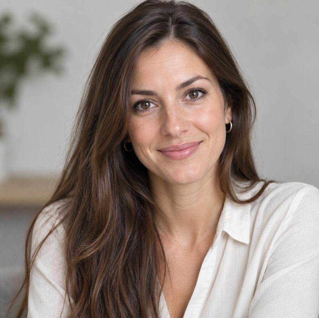 Portrait of a smiling woman with long brown hair